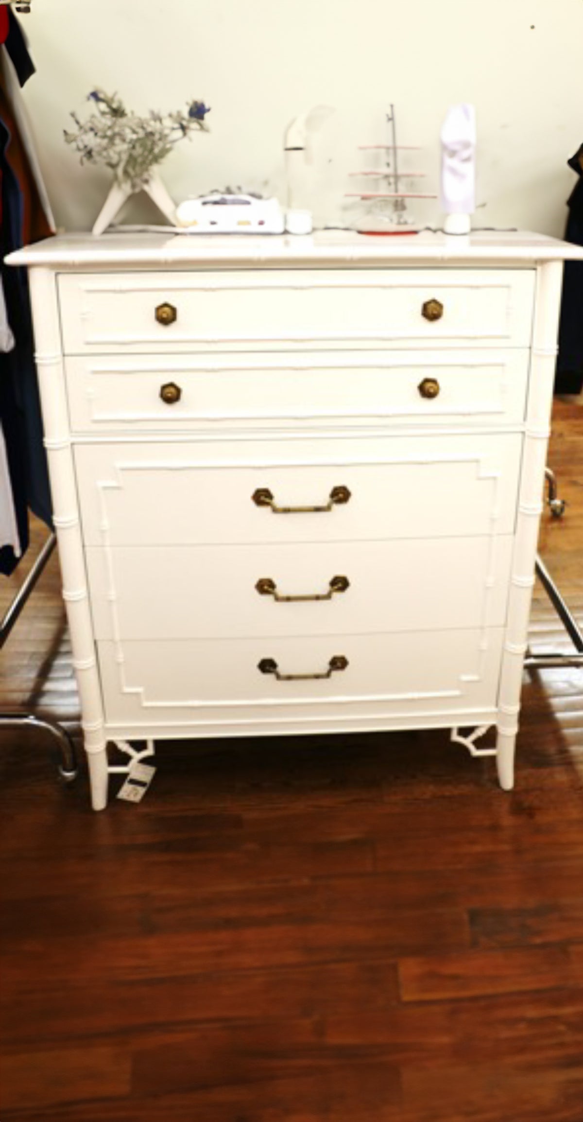 Fretwork Faux Bamboo Dresser White