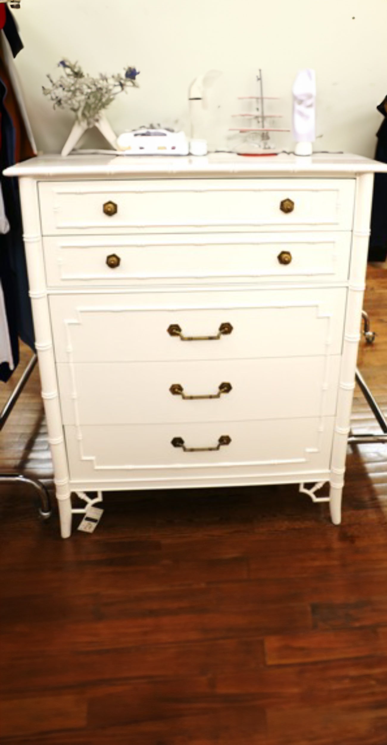 Fretwork Faux Bamboo Dresser White