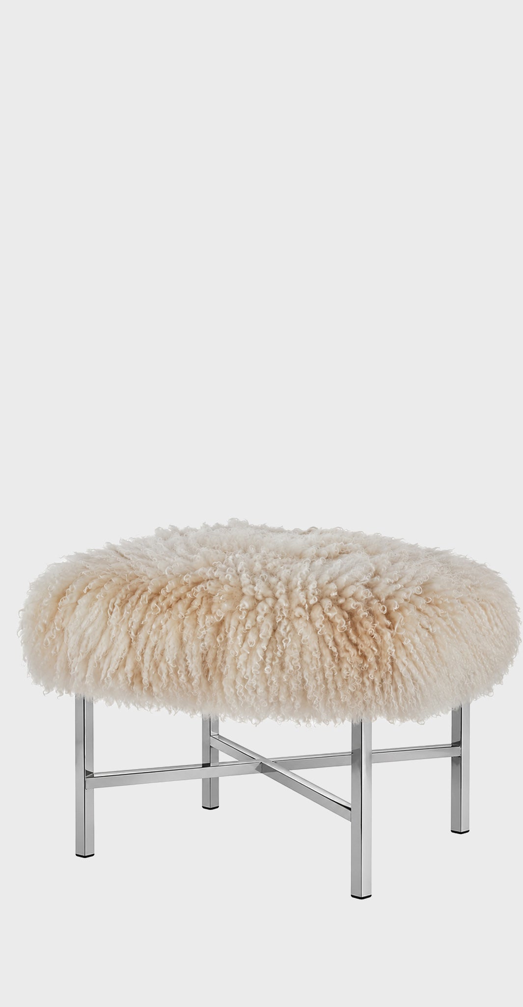 CHROME WHITE LAMB STOOL
