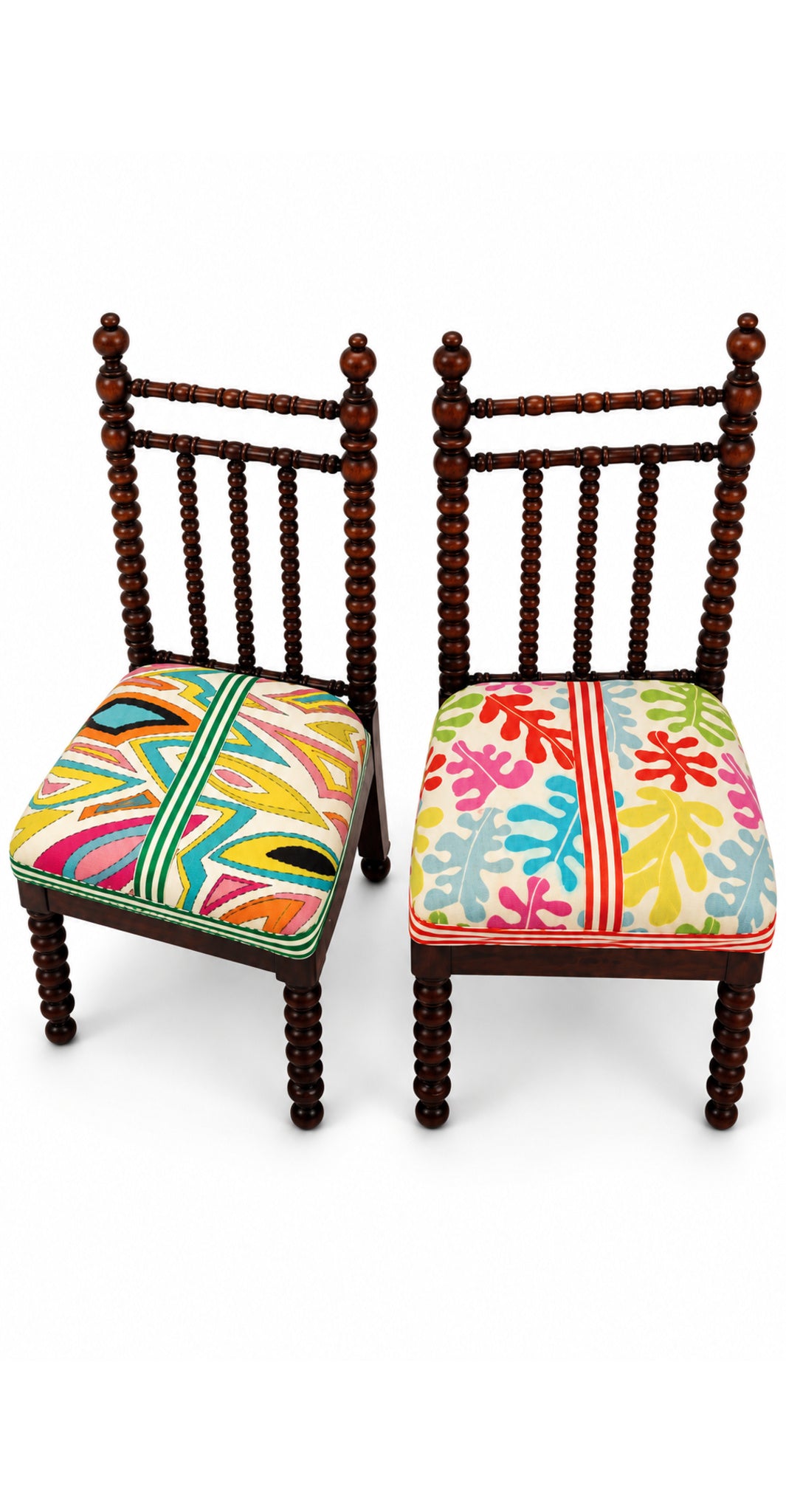 Pair Of Victorian Bobbin-Turned Mahogany Child's Chairs