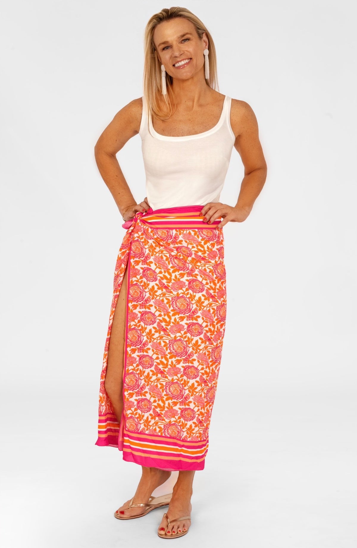 Pareo - Smell The Roses Orange Pink One Size