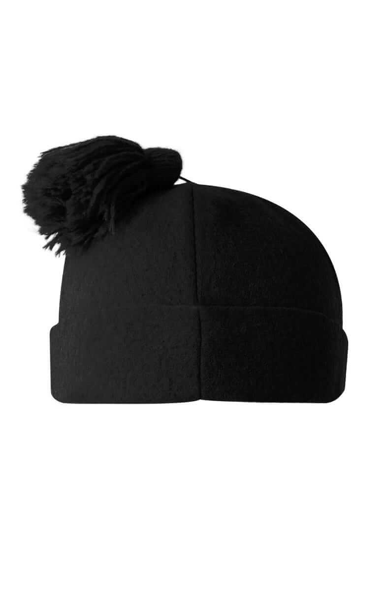 Wool Pom Pom Hat - Solid Black