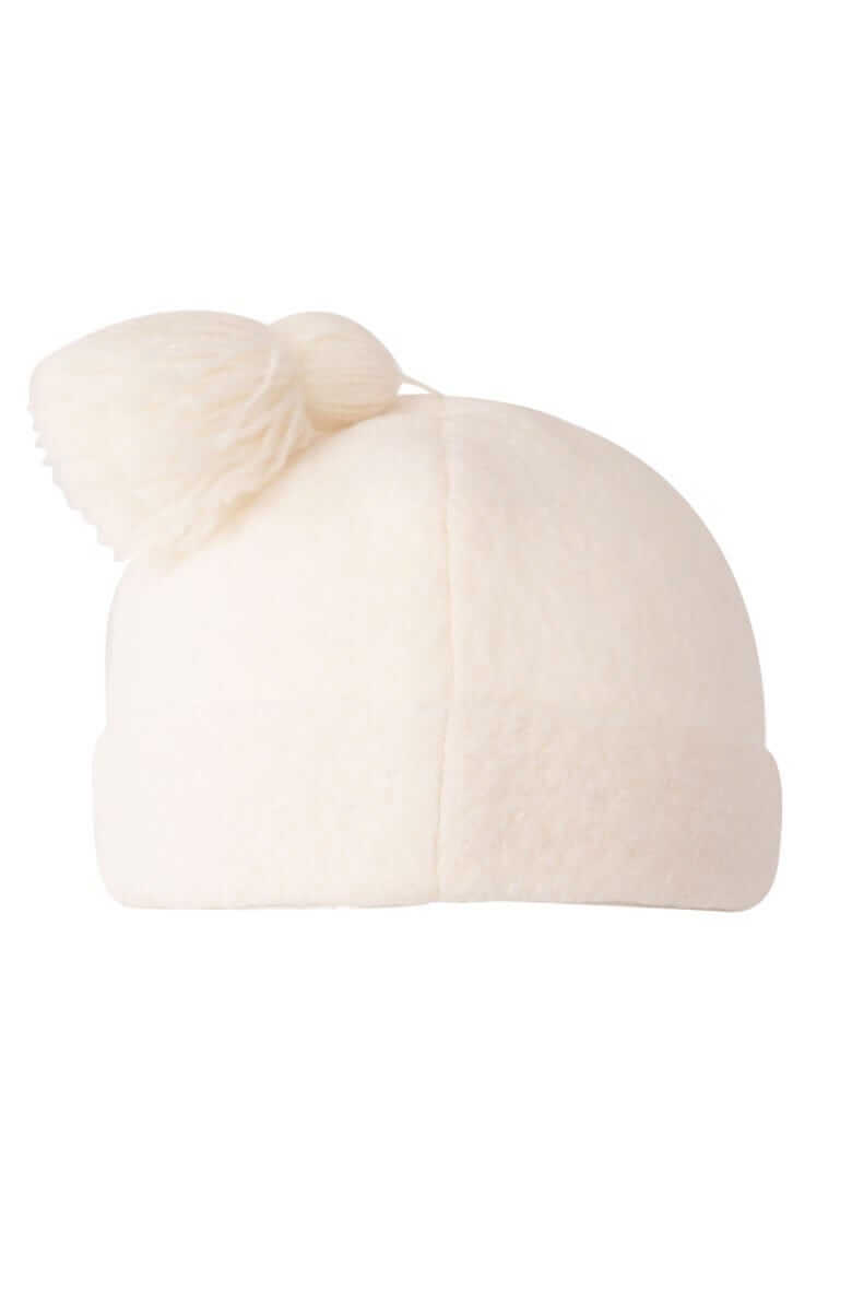 Wool Pom Pom Hat - Solid Creme