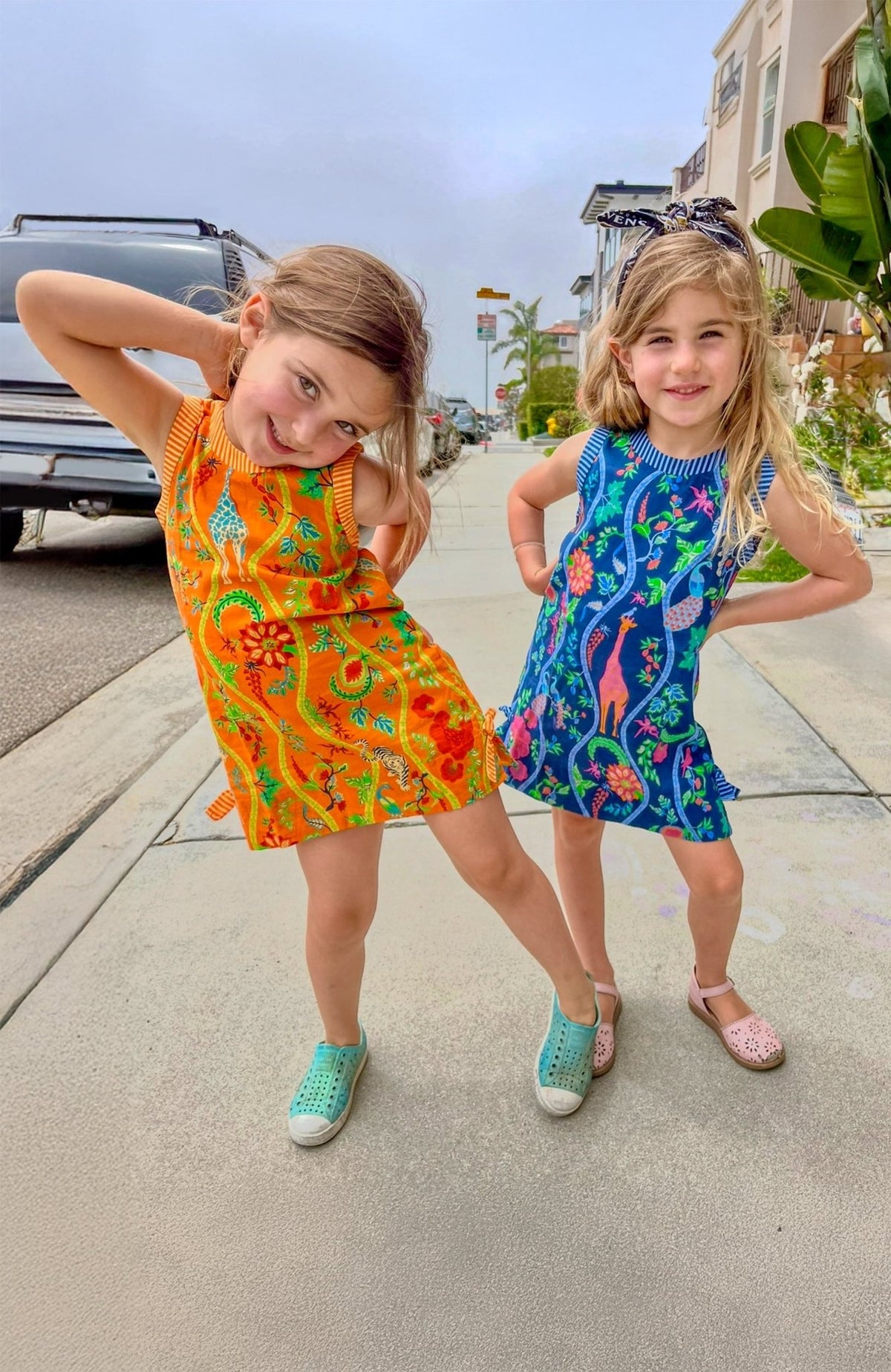 Girls Dress - Jungle Symphony Orange