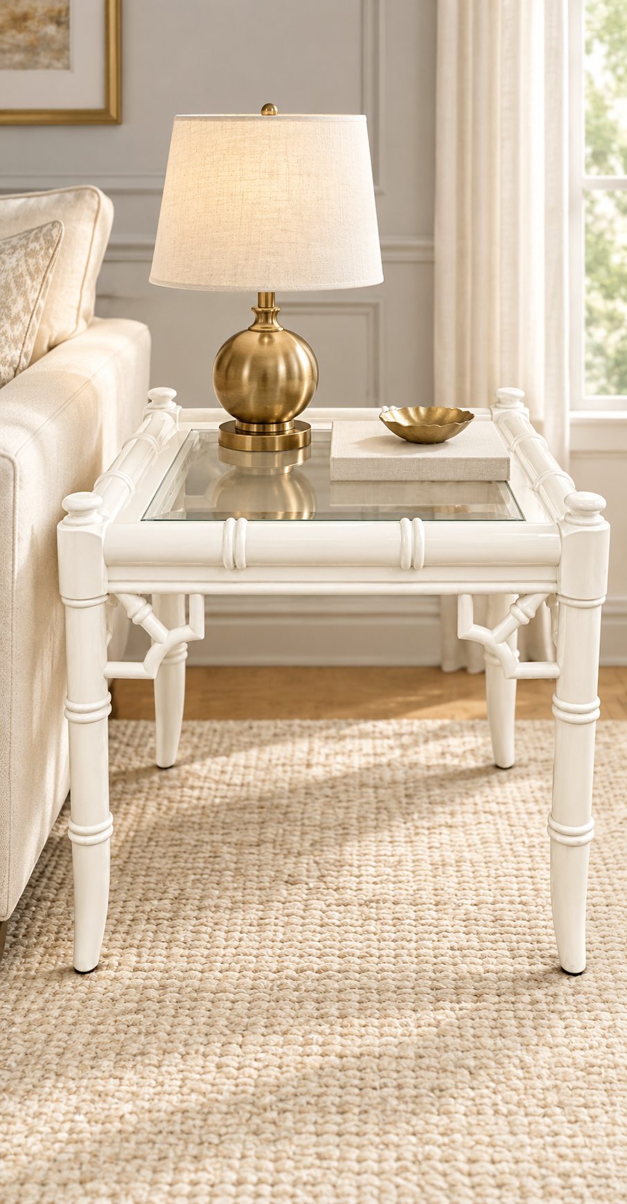 Fretwork Faux Bamboo End Table