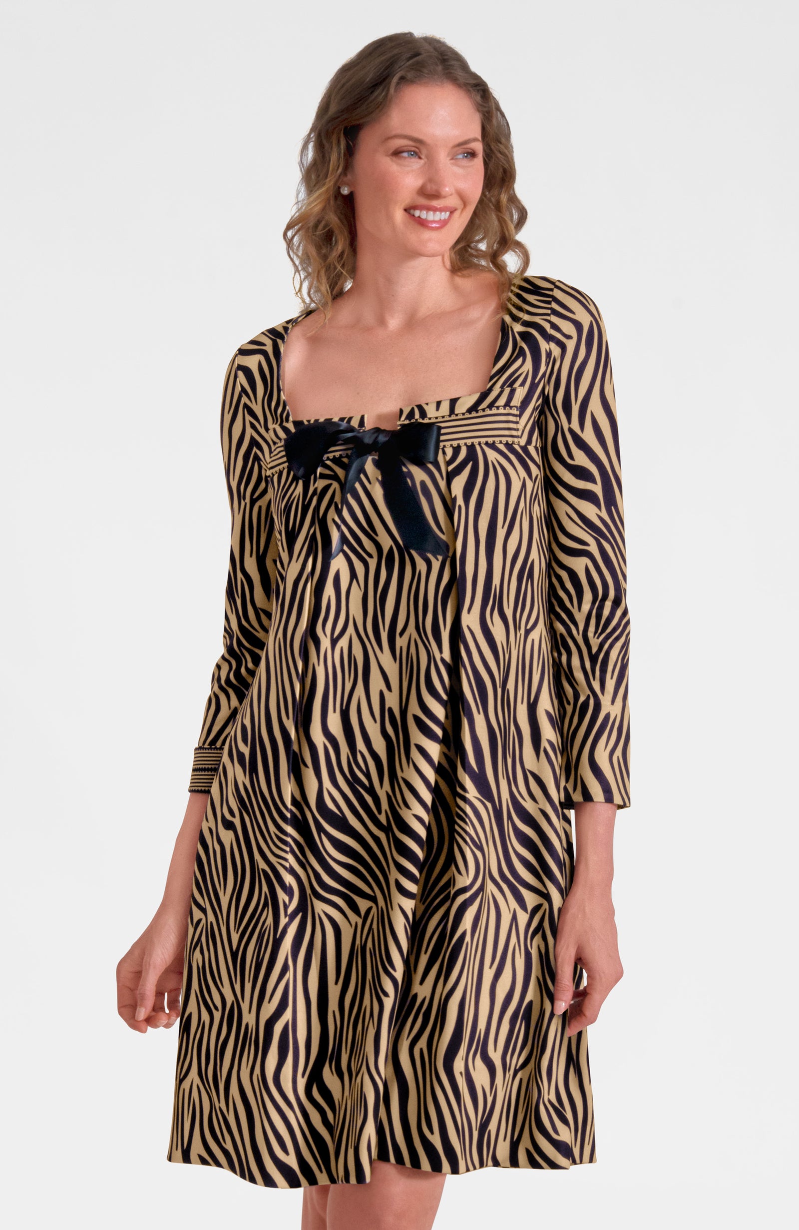 Bowtastic Dress - Animal Instincts Zebra Khaki