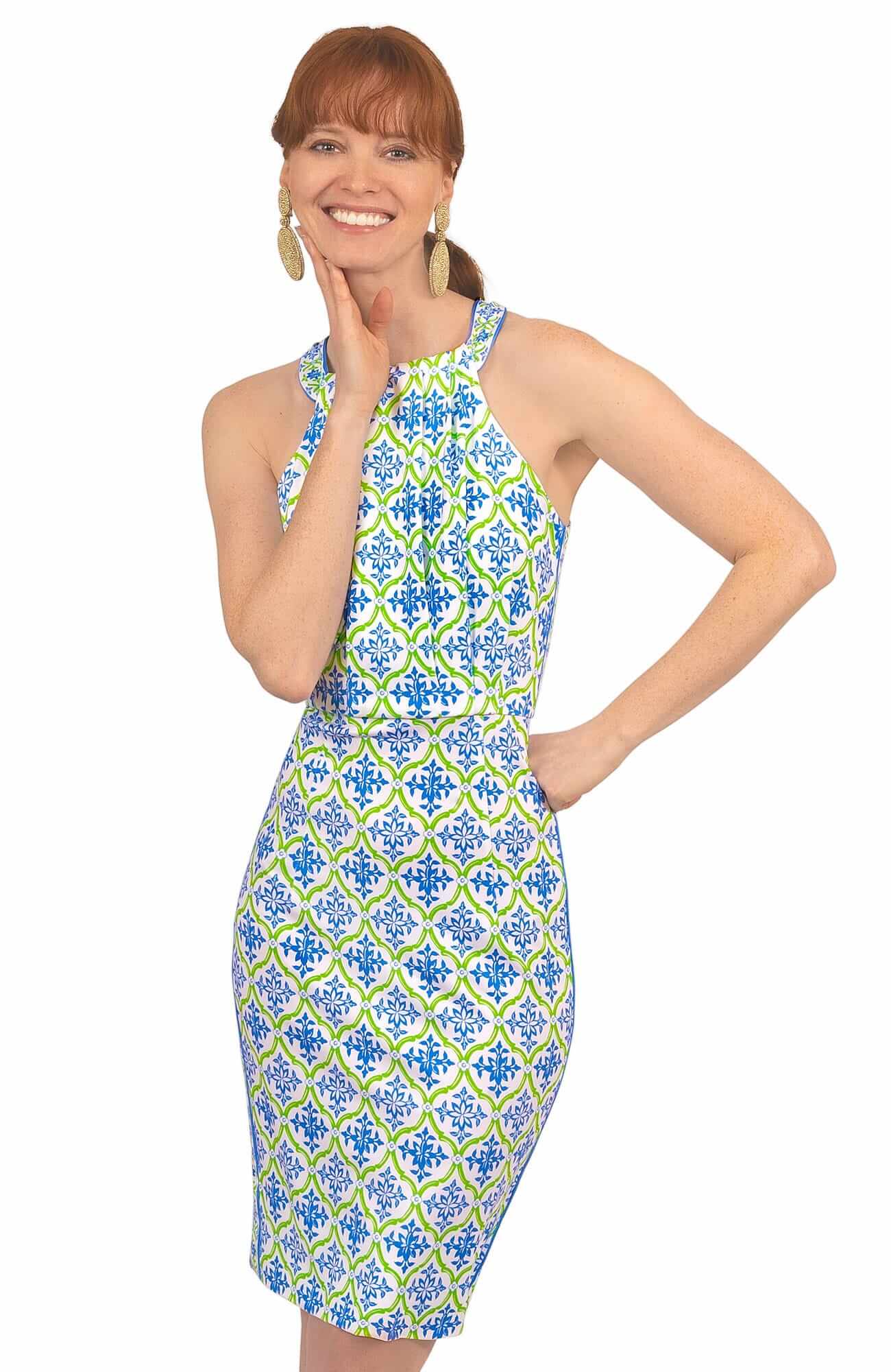 Jersey Bougie Dress - East India - Final Sale Blue Green