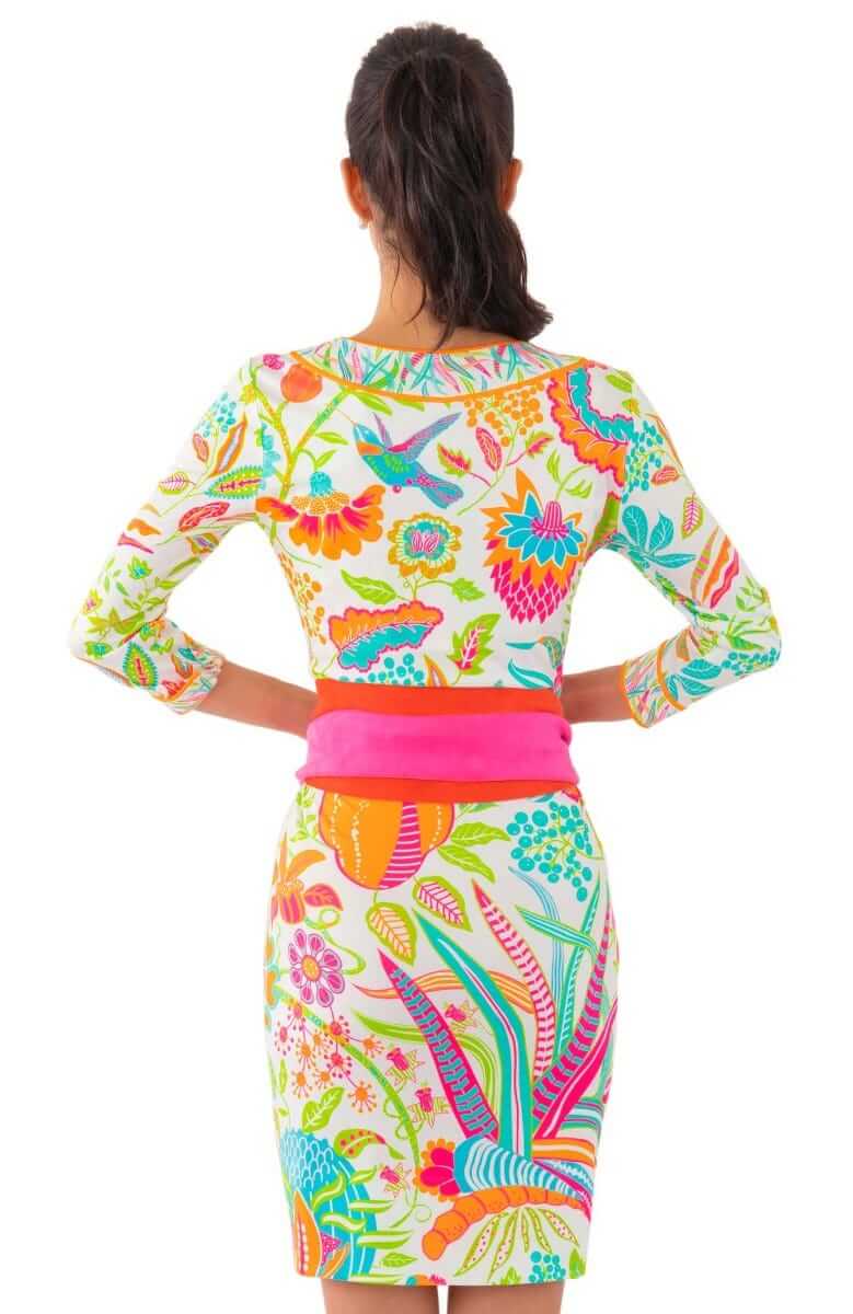 Jersey Bordertown Dress - Hummingbird Heaven Multi