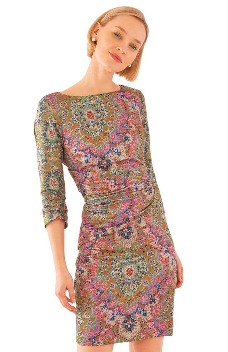 Jersey Corset Dress - Pleasantly Paisley - Final Sale Olive