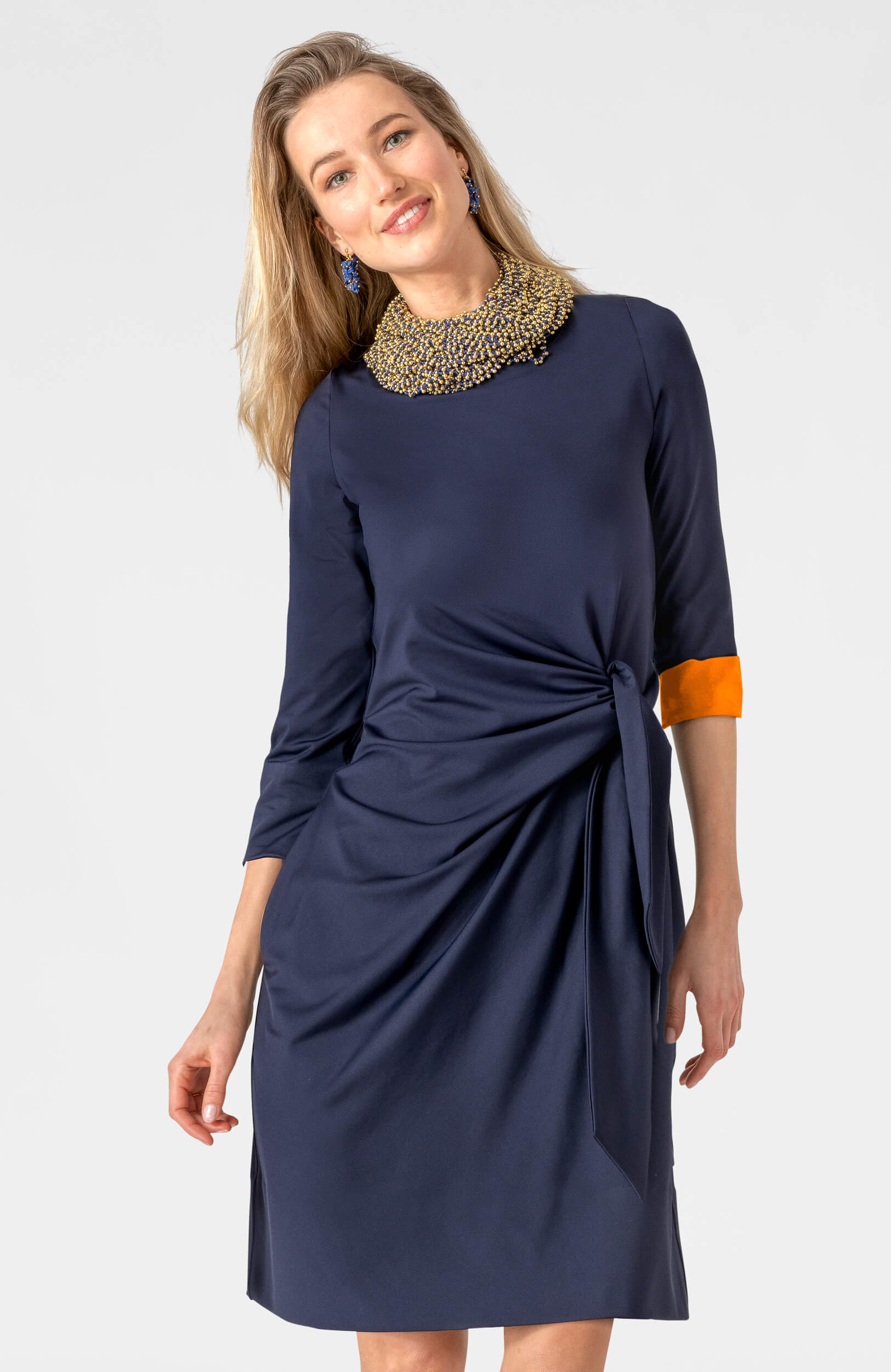 Cinch & Tie Dress - Solid (Pre-Order) Navy