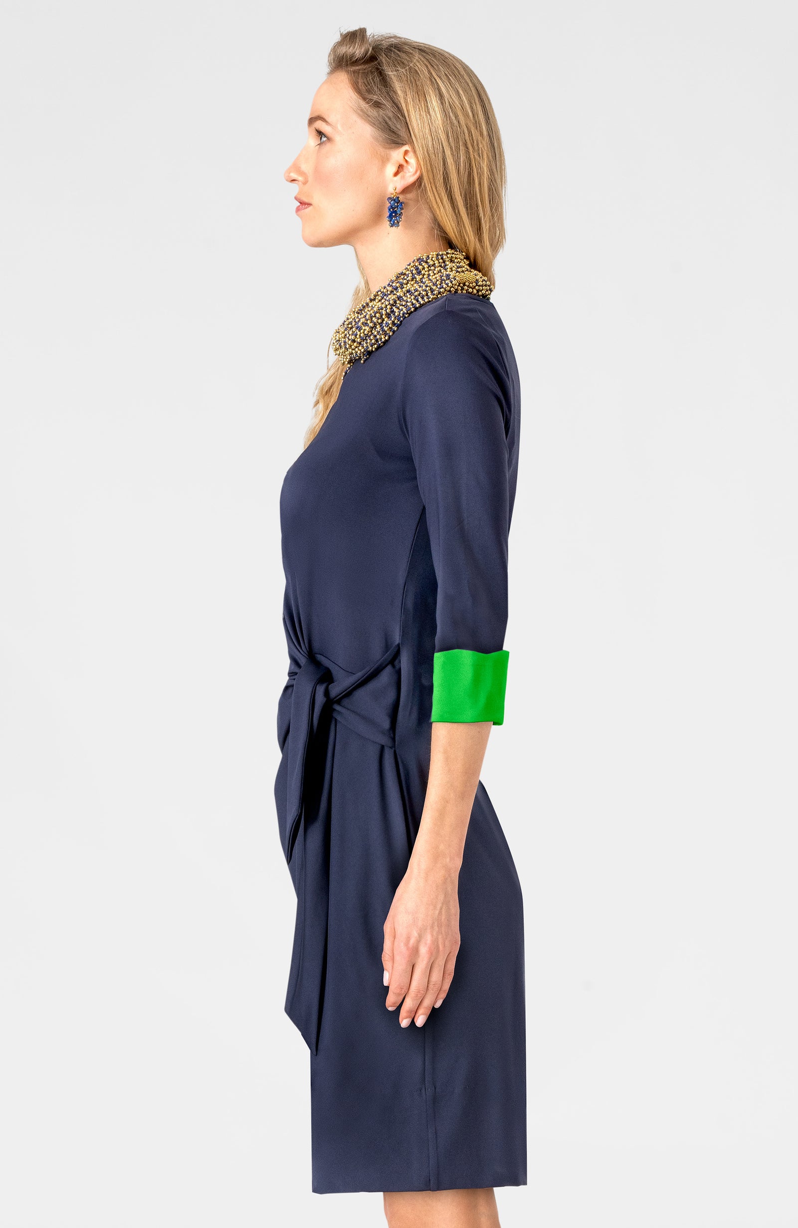 Cinch & Tie Dress - Solid Navy