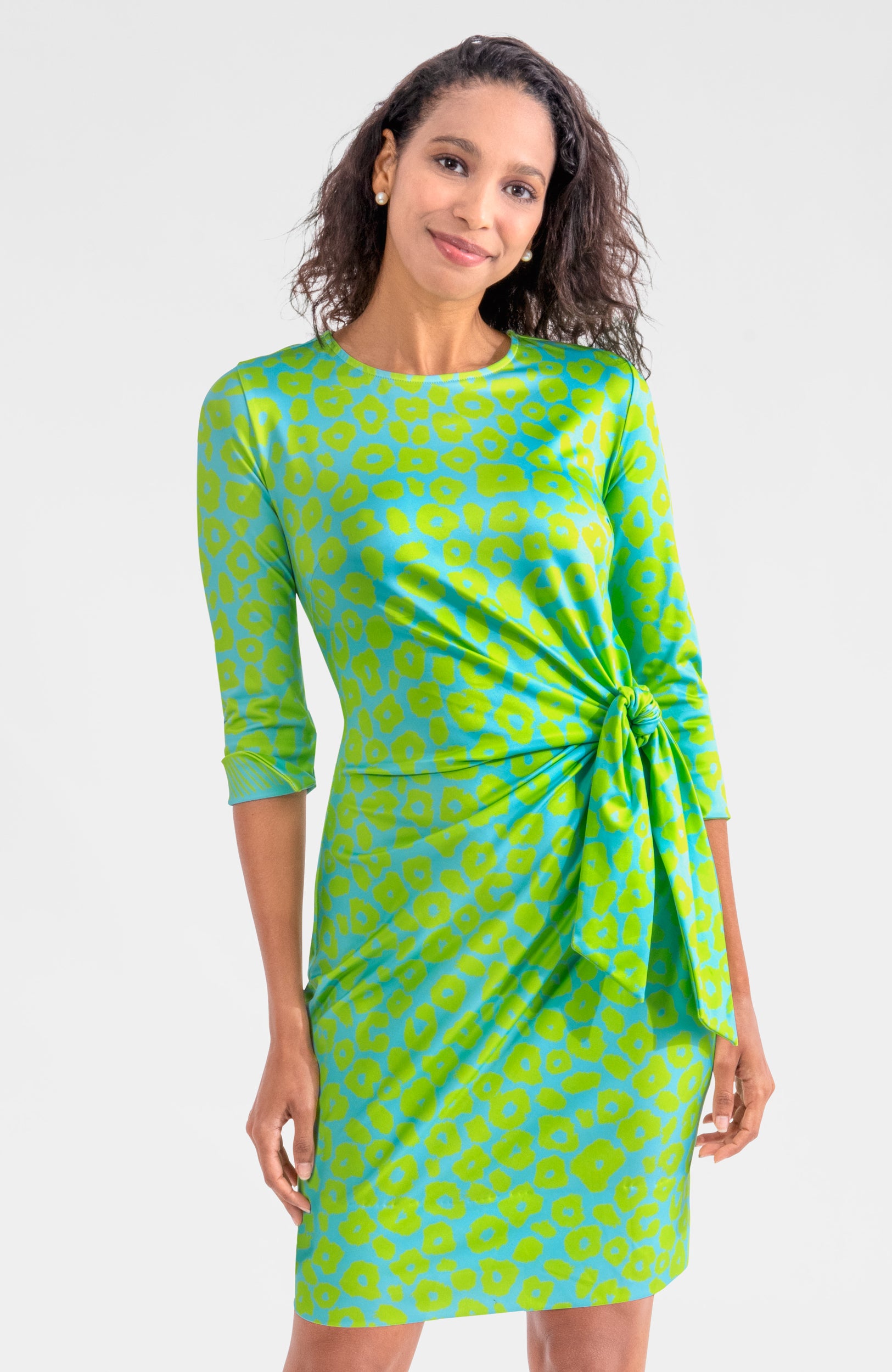 Cinch & Tie Jersey Dress - Me Jane Turquoise