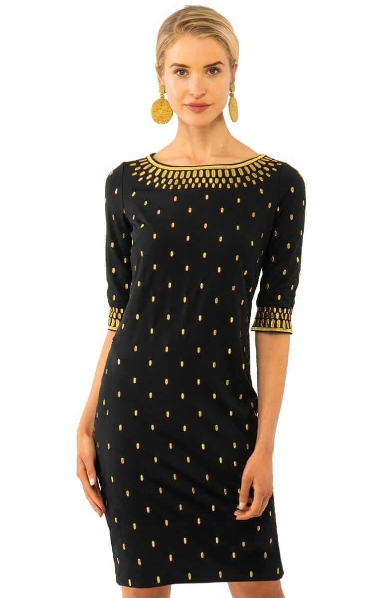 Jersey Embroidered Dress - Rocket Girl Black Gold