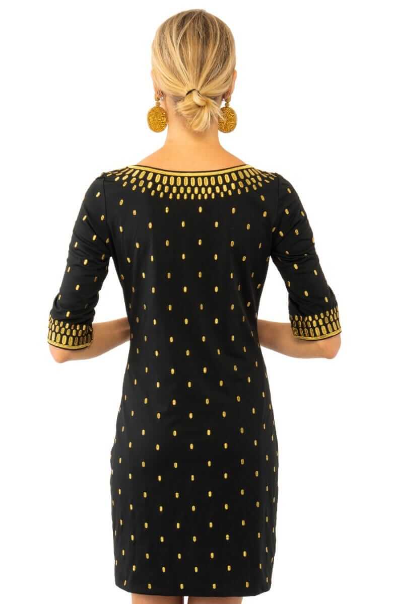 Jersey Embroidered Dress - Rocket Girl Black Gold