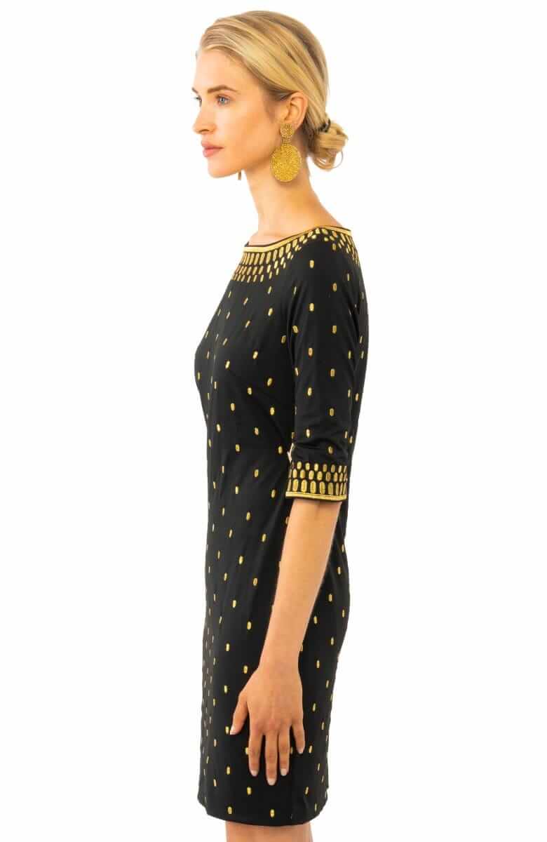 Jersey Embroidered Dress - Rocket Girl Black Gold