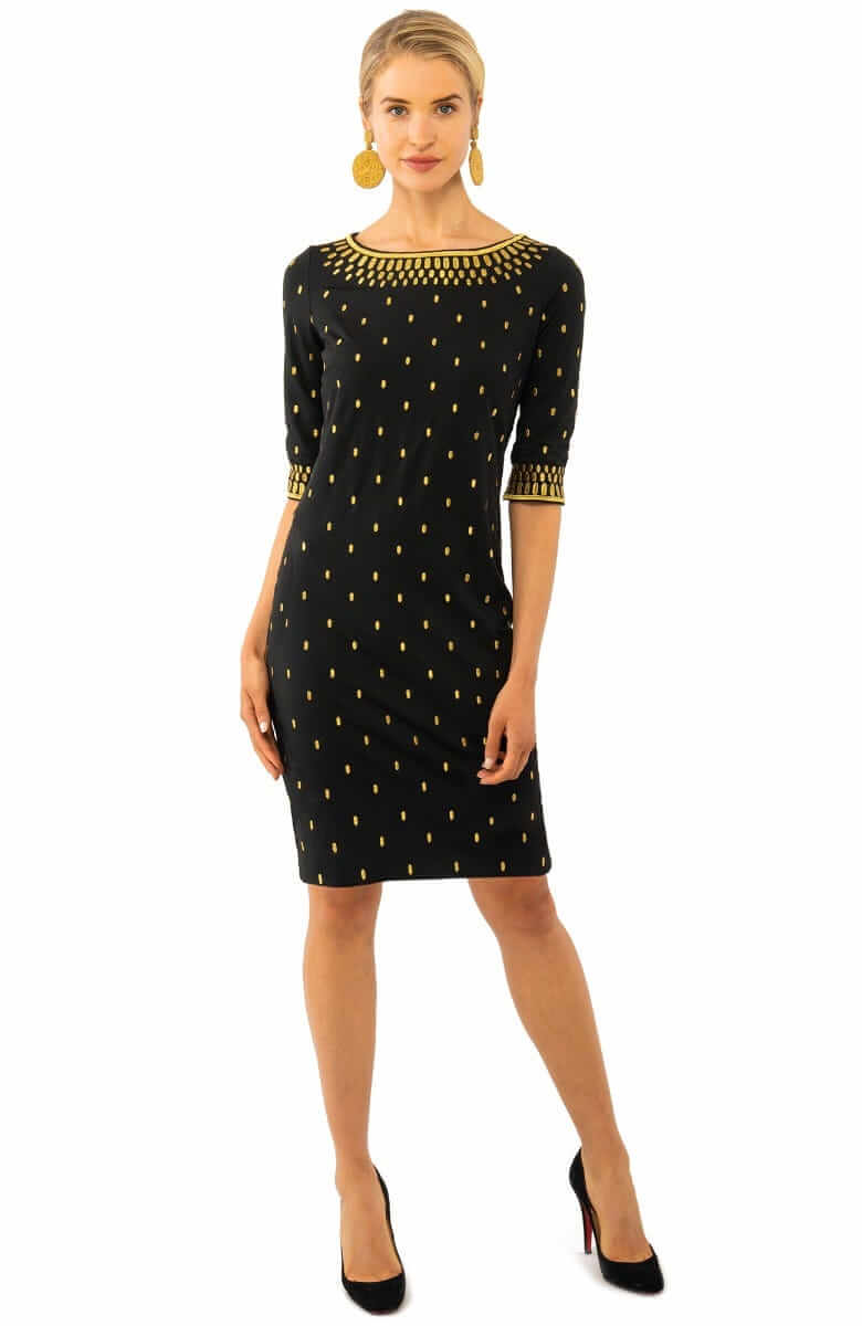 Jersey Embroidered Dress - Rocket Girl Black Gold