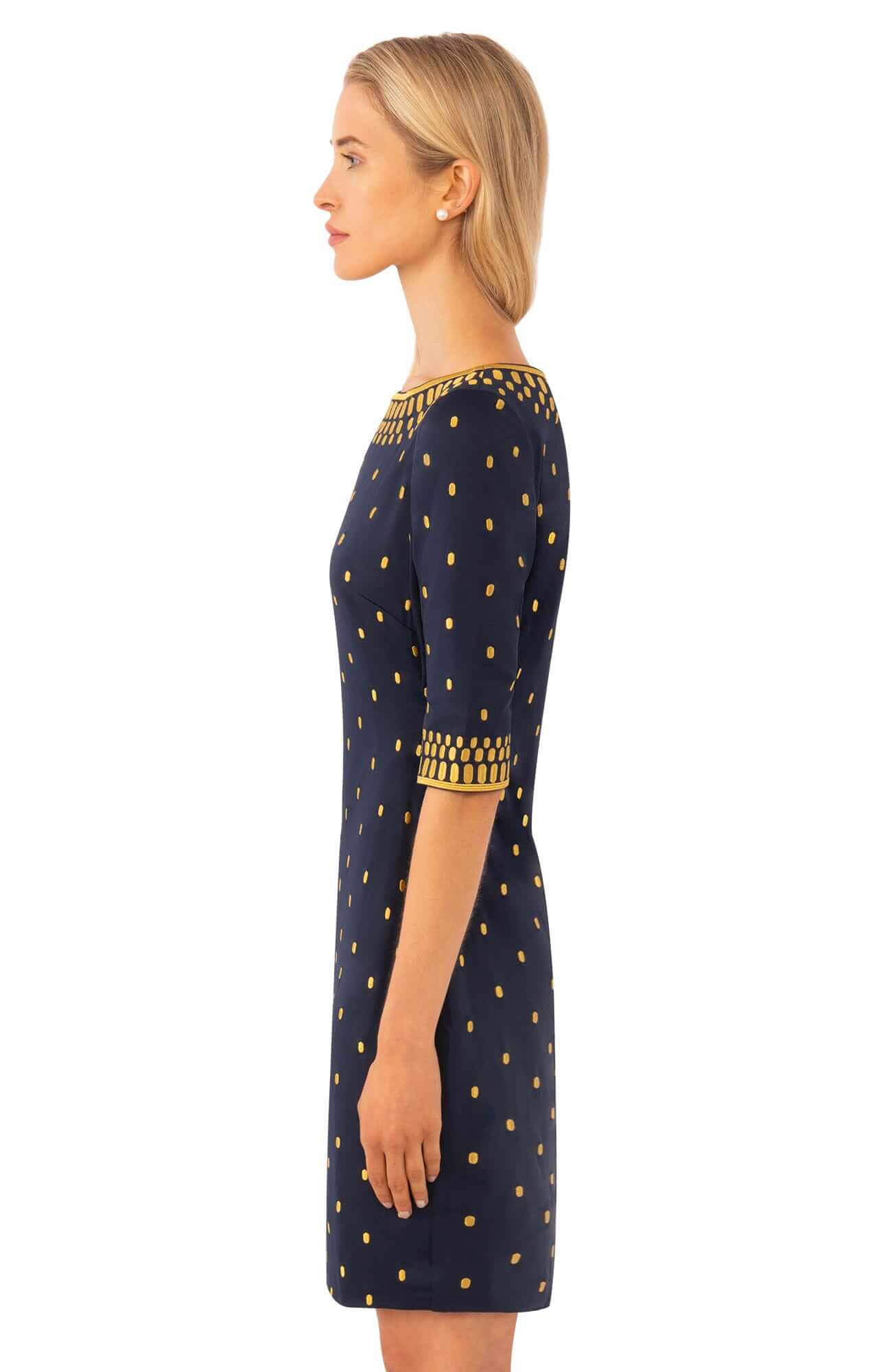 Jersey Embroidered Dress - Rocket Girl Navy Gold