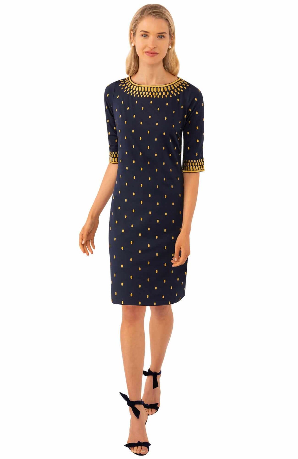 Jersey Embroidered Dress - Rocket Girl Navy Gold