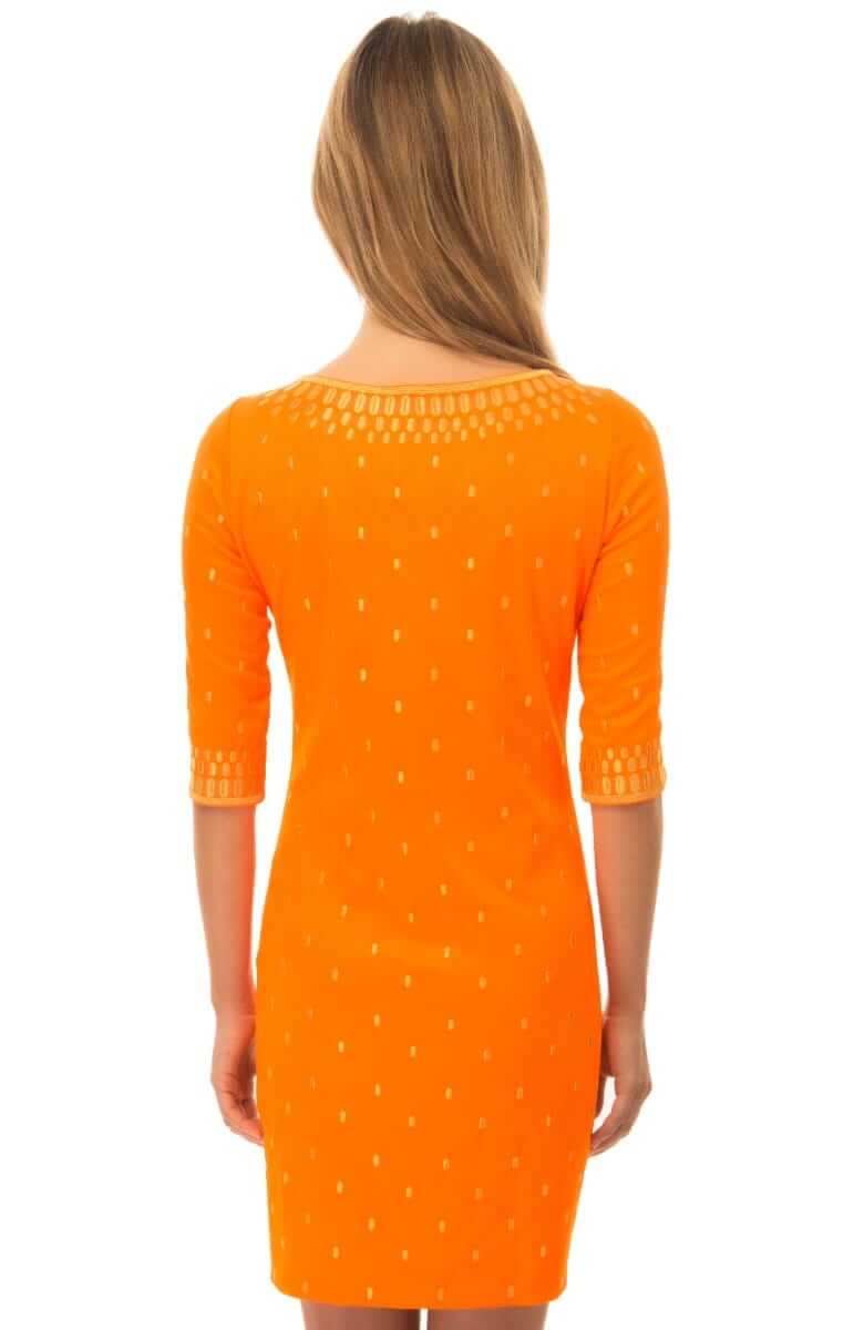 Jersey Embroidered Dress - Rocket Girl Brnt Ornge Gold