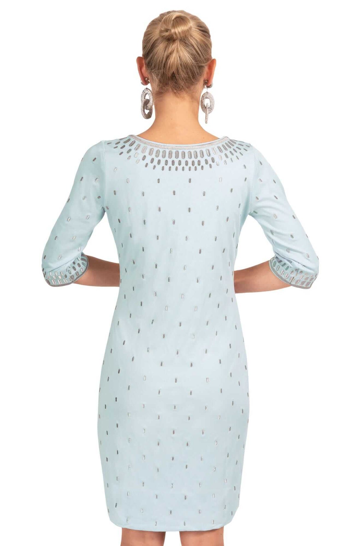 Jersey Embroidered Dress - Rocket Girl Pale Blue Silver