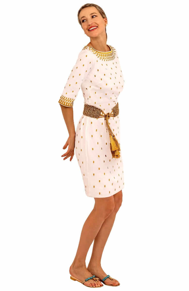 Jersey Embroidered Dress - Rocket Girl - Final Sale White Gold