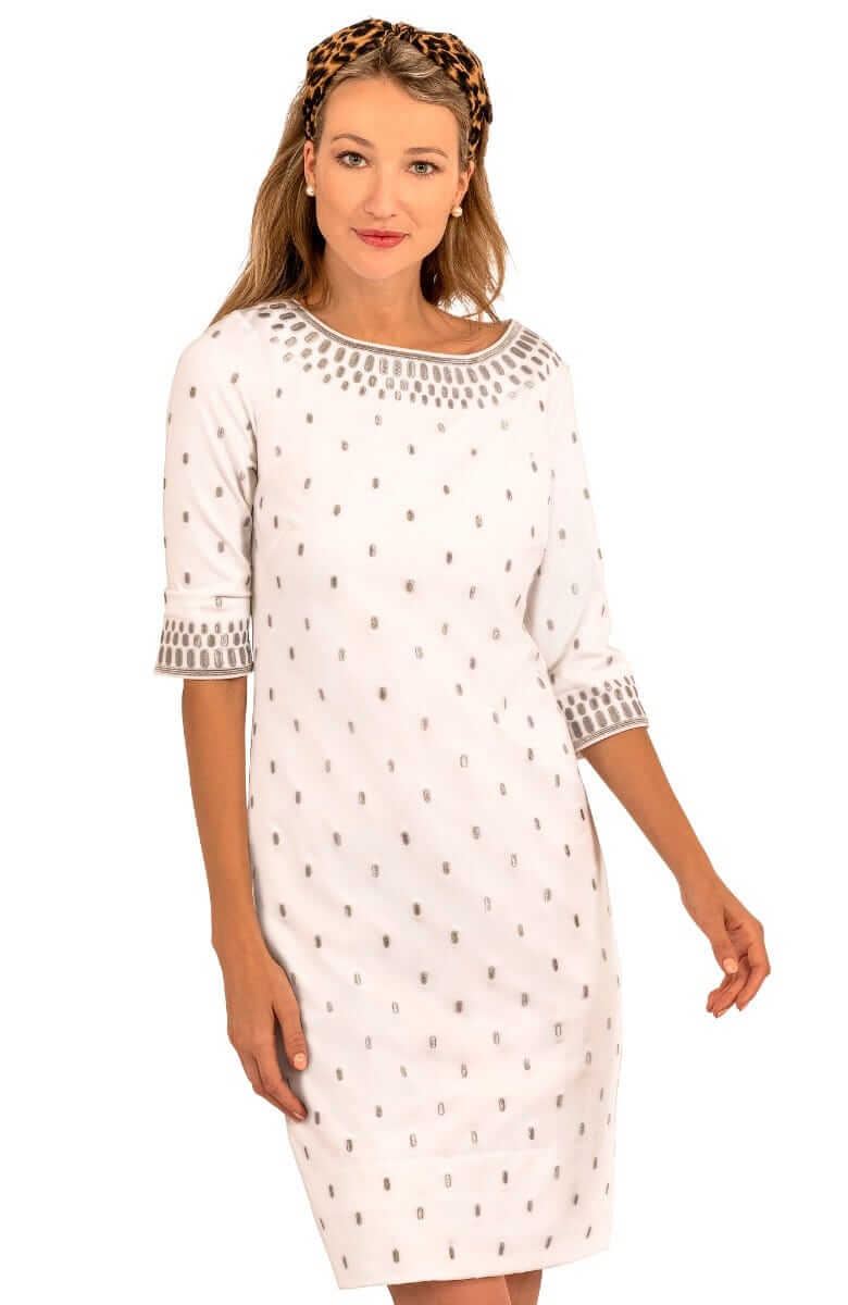 Jersey Embroidered Dress - Rocket Girl White Silver