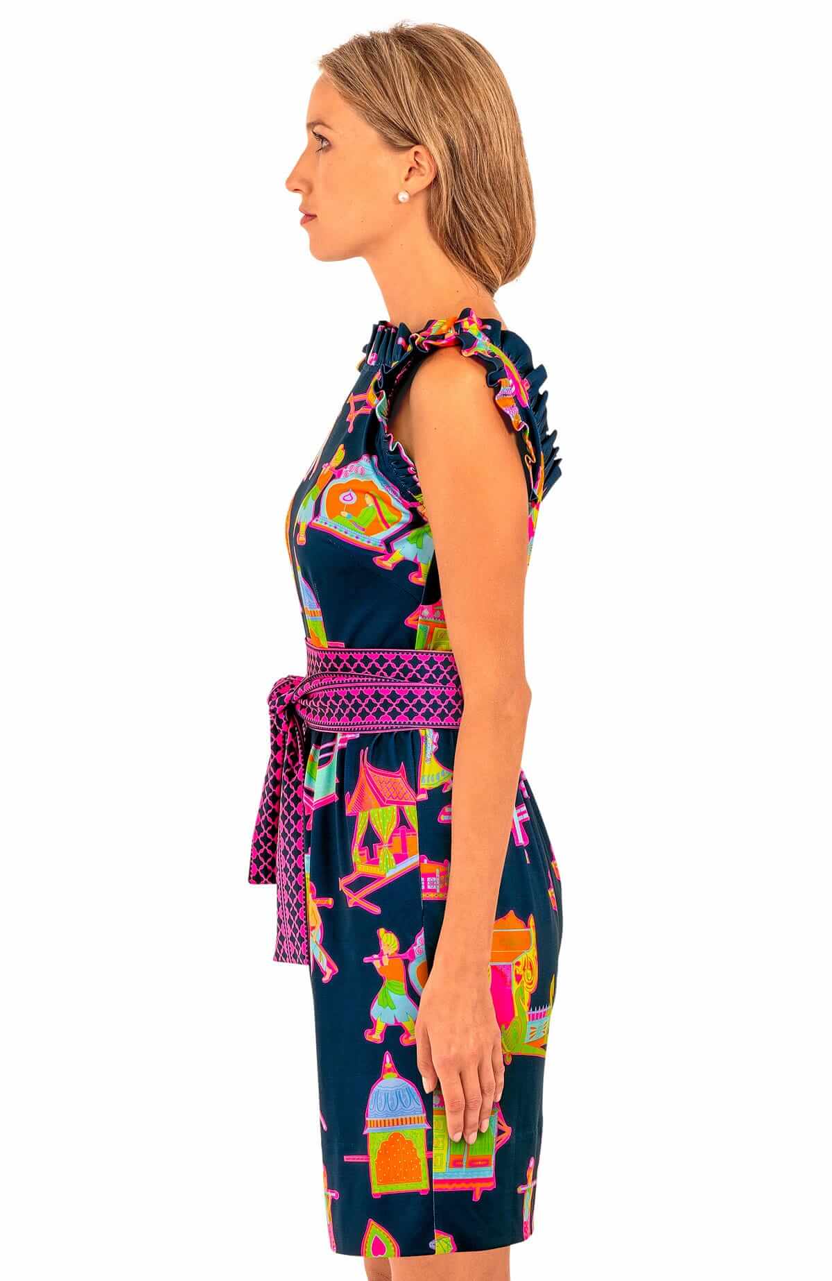 Girly Girl Dress - Palanquin Party Navy Brights