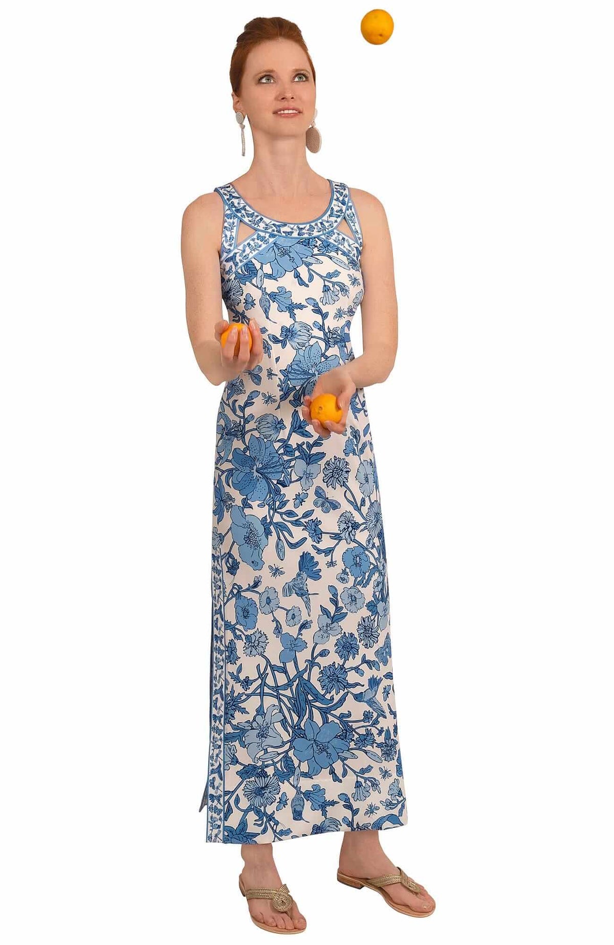 Jersey Isosceles Maxi Dress - Birds &amp; The Bees - Final Sale Blues