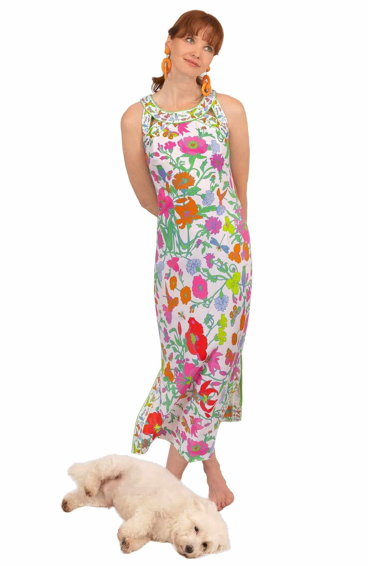 Jersey Isosceles Maxi Dress - Birds &amp; The Bees Brights