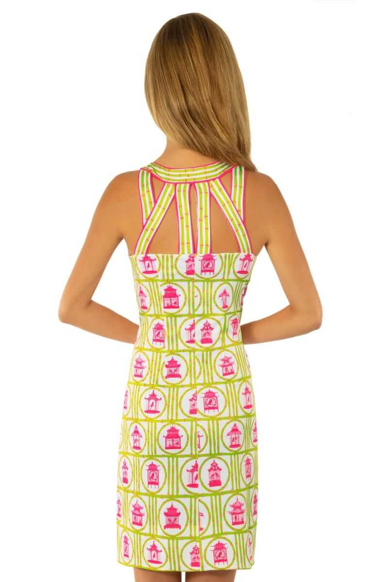 Jersey Isosceles Dress - Bird Palace - Final Sale Lime Pink