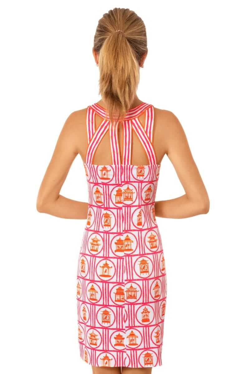 Jersey Isosceles Dress - Bird Palace - Final Sale Pink Orange