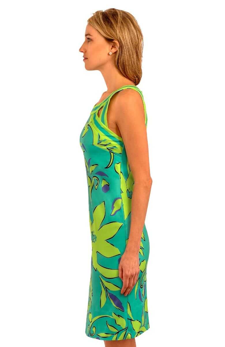 Jersey Isosceles Dress - Full Bloom Turquoise