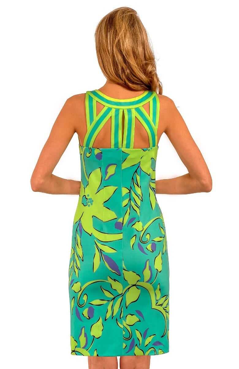 Jersey Isosceles Dress - Full Bloom Turquoise