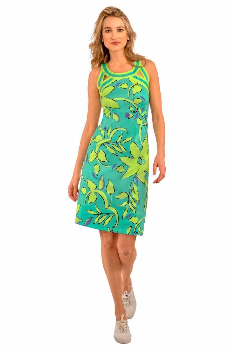 Jersey Isosceles Dress - Full Bloom Turquoise