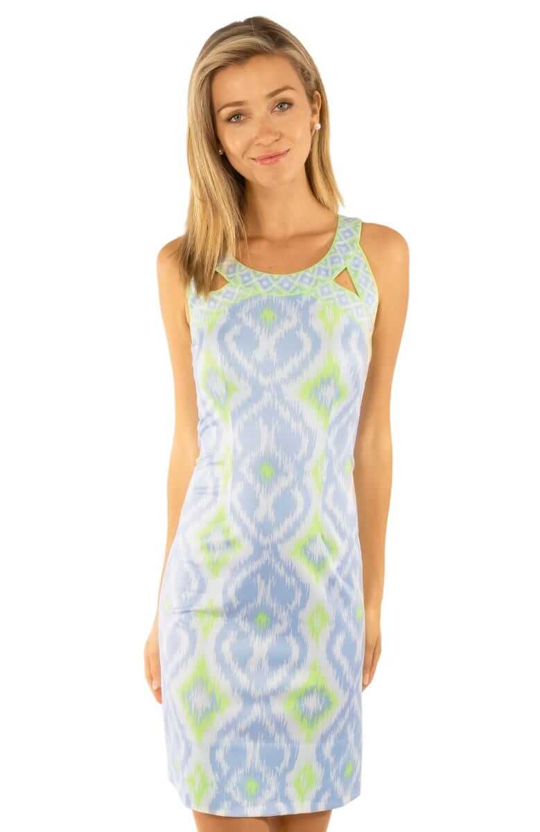 Jersey Isosceles Dress - Kitt Ikat - Final Sale Periwinkle Lime