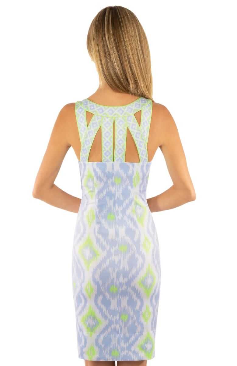 Jersey Isosceles Dress - Kitt Ikat - Final Sale Periwinkle Lime