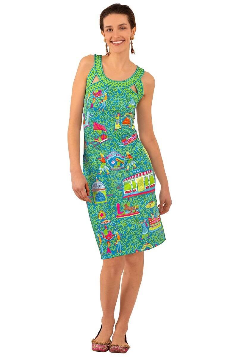 Jersey Isosceles Dress - Palanquin Party Turquoise