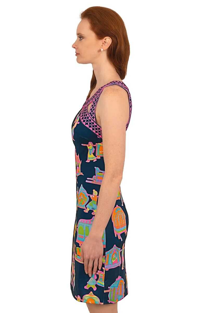 Jersey Isosceles Dress - Palanquin Party - Final Sale Navy Brights