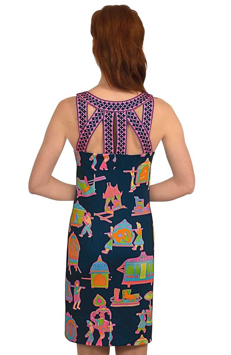 Jersey Isosceles Dress - Palanquin Party - Final Sale Navy Brights