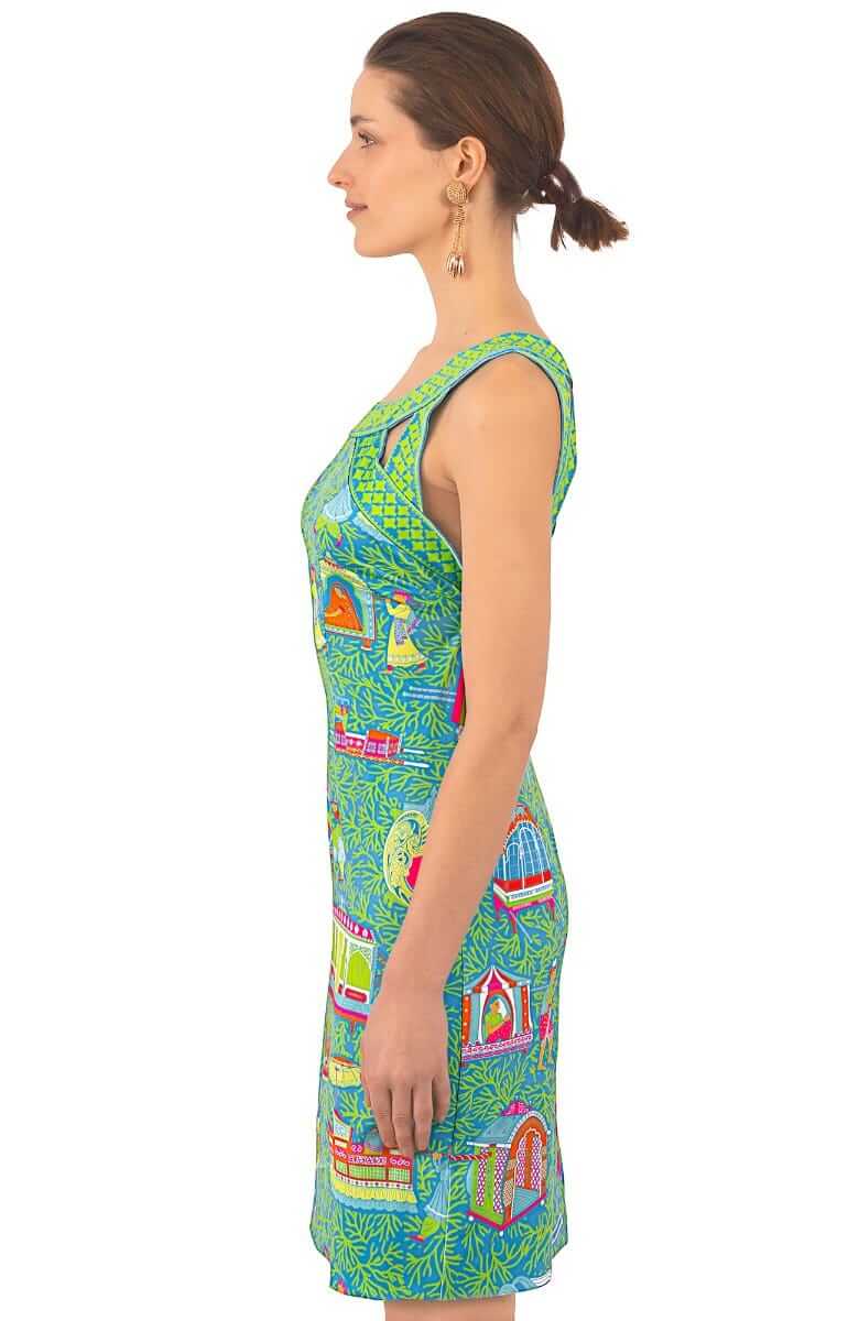 Jersey Isosceles Dress - Palanquin Party Turquoise