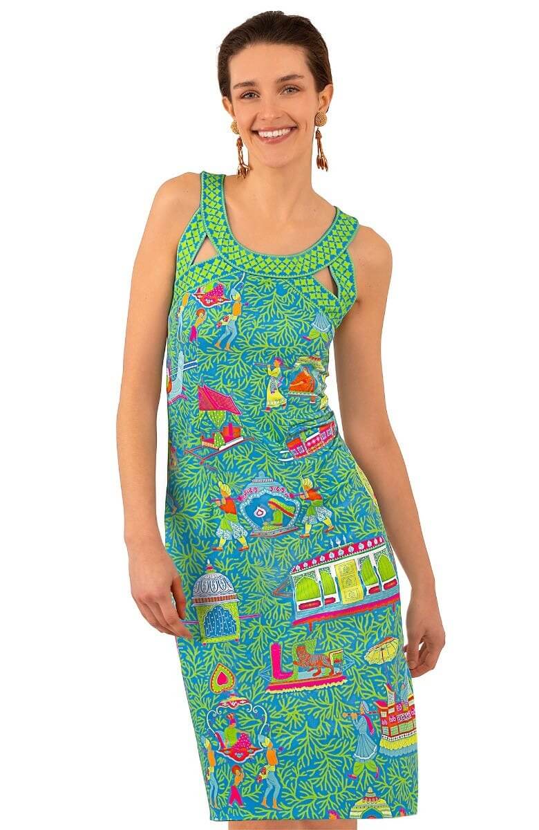 Jersey Isosceles Dress - Palanquin Party Turquoise