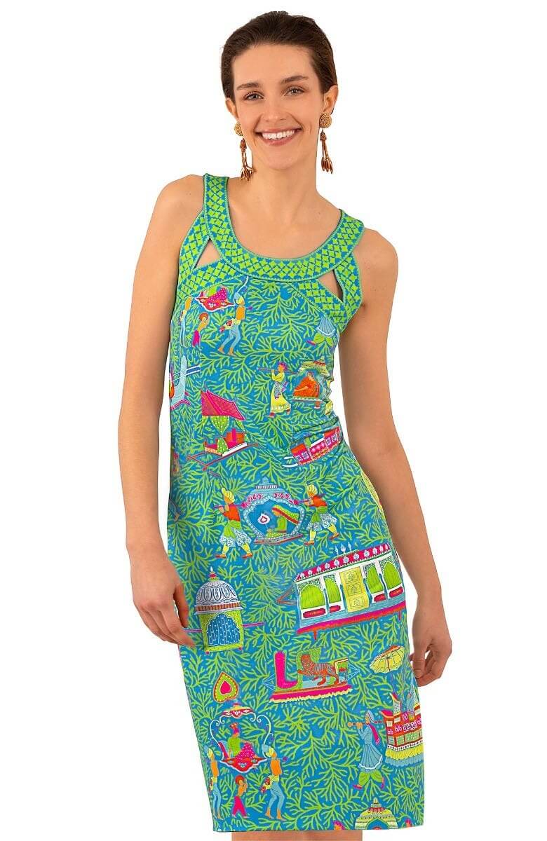 Jersey Isosceles Dress - Palanquin Party - Final Sale Turquoise