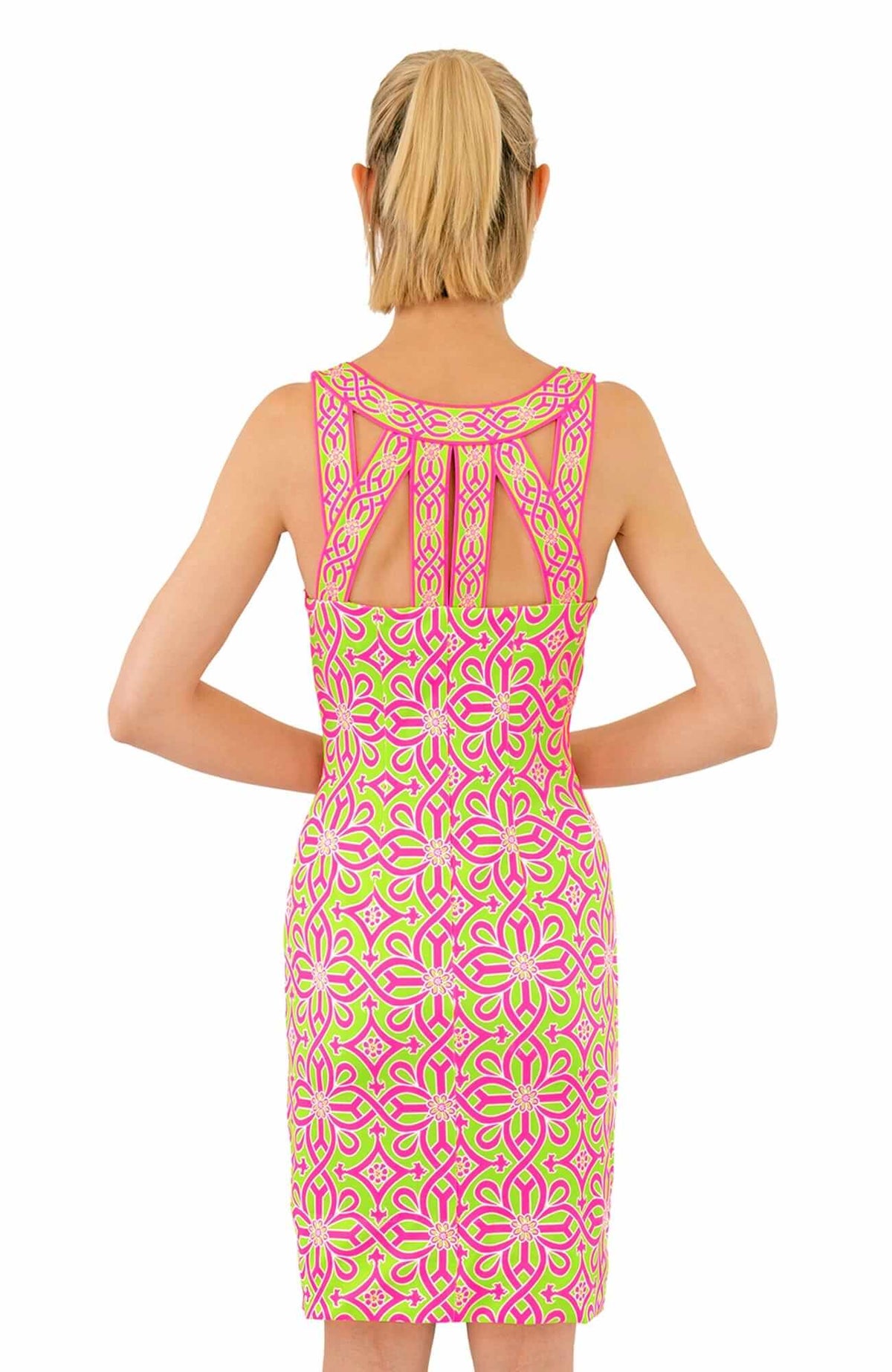 Jersey Isosceles Dress - Piazza - Final Sale Pink Lime