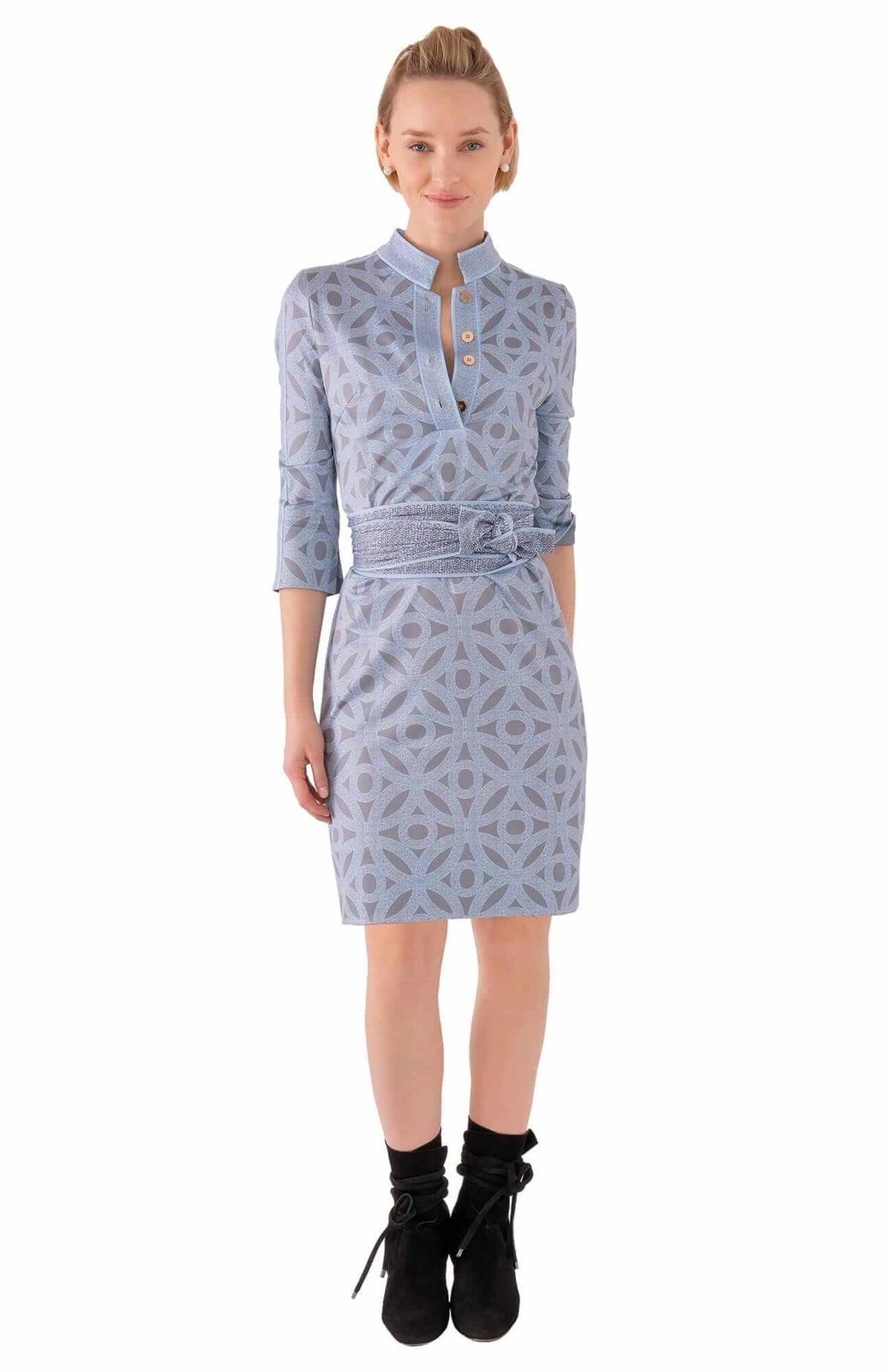 Jersey Mandarin Dress - Hooplah - Final Sale Grey