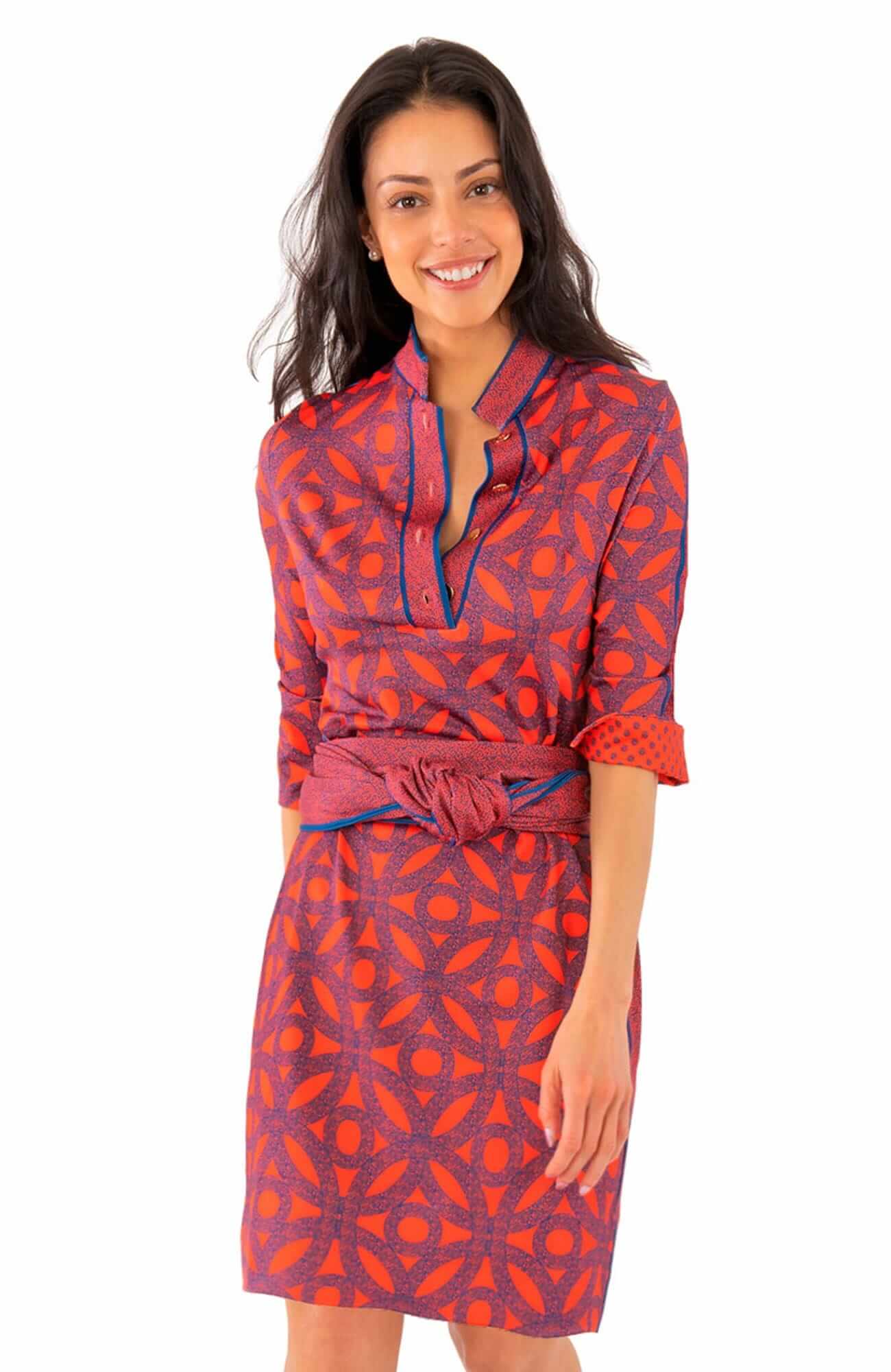 Jersey Mandarin Dress - Hooplah - Final Sale Red