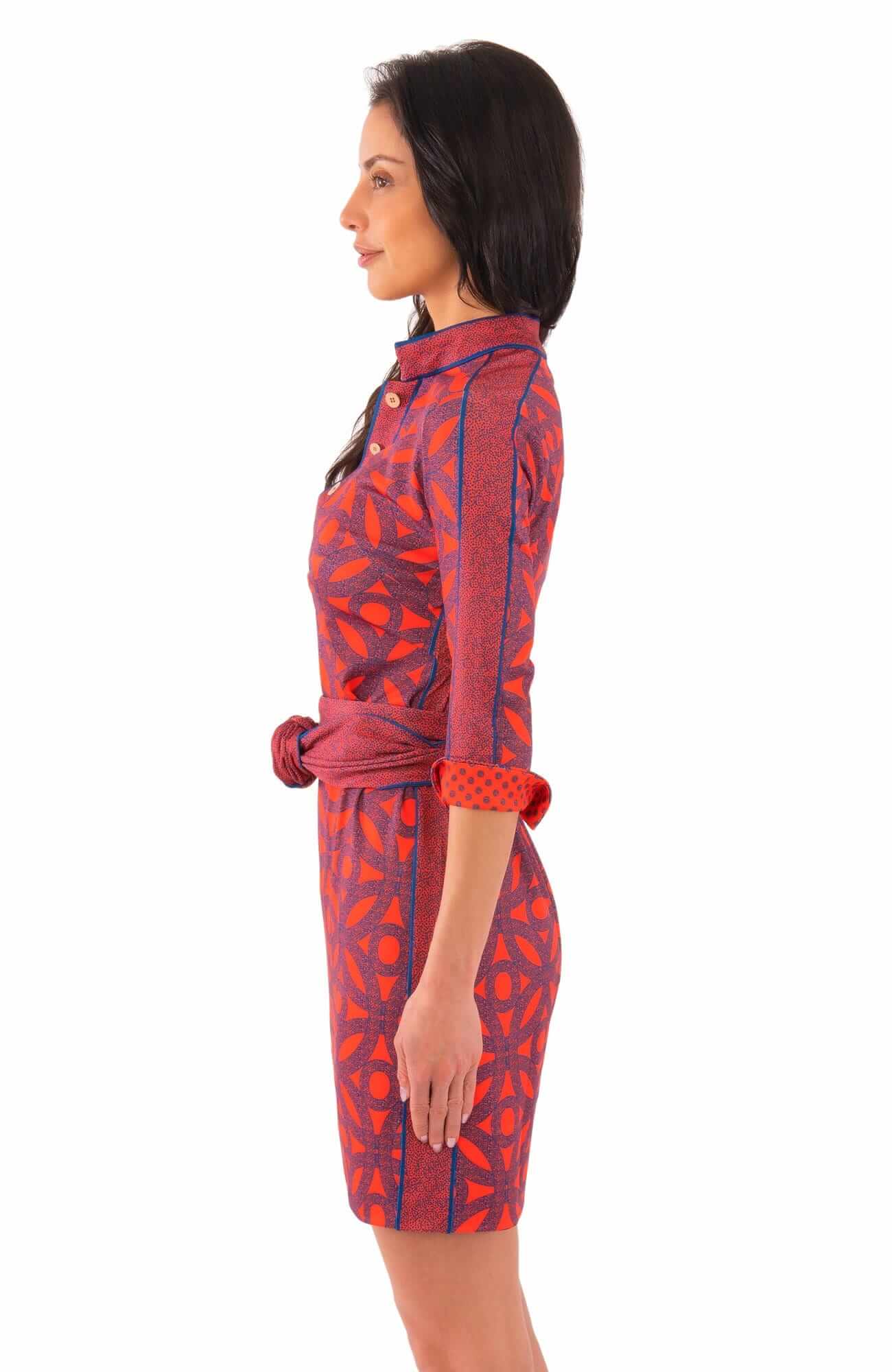 Jersey Mandarin Dress - Hooplah - Final Sale Red