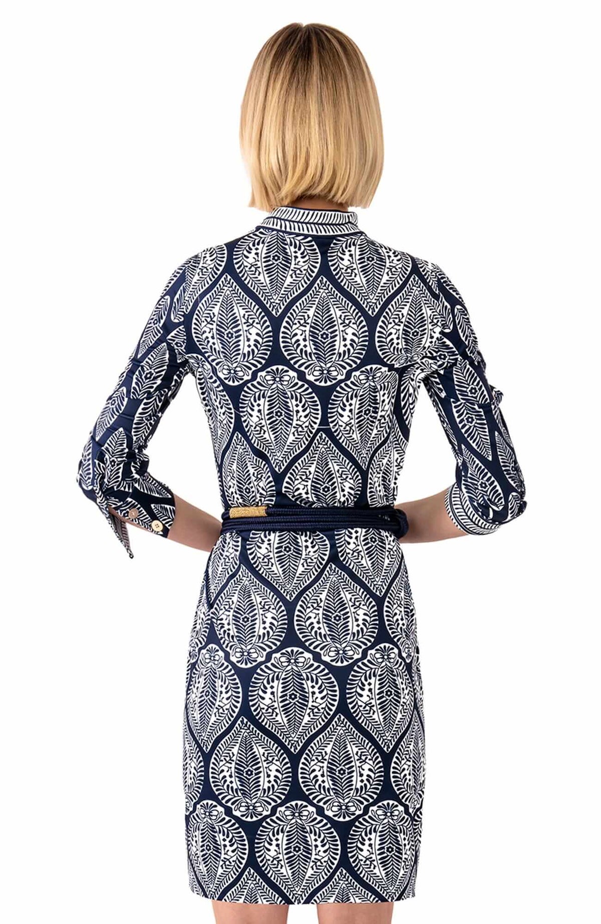 Jersey Mandarin Dress - Indian Summer - Final Sale Navy