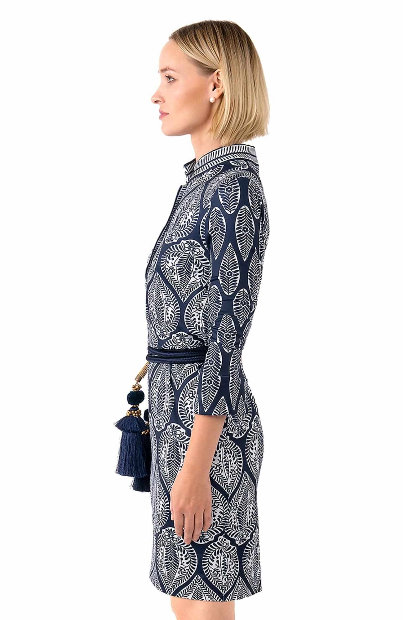 Jersey Mandarin Dress - Indian Summer - Final Sale Navy