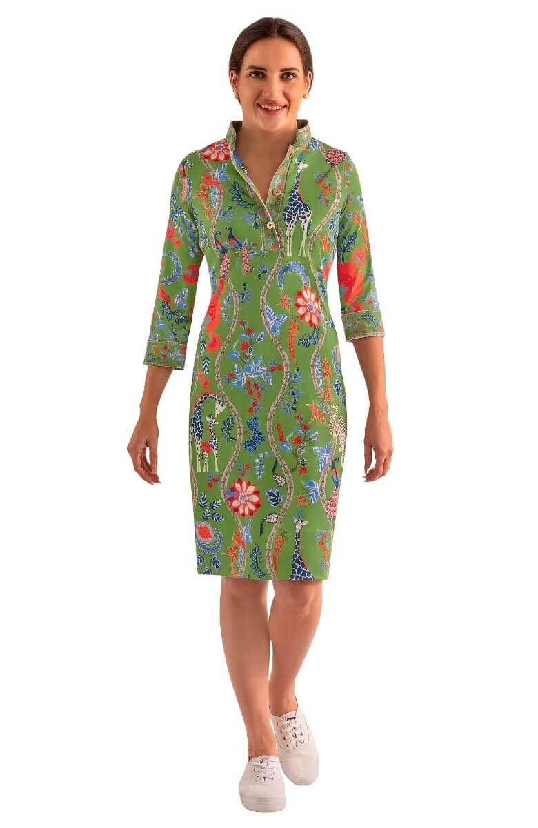 Mandarin Dress - Jungle Symphony Olive