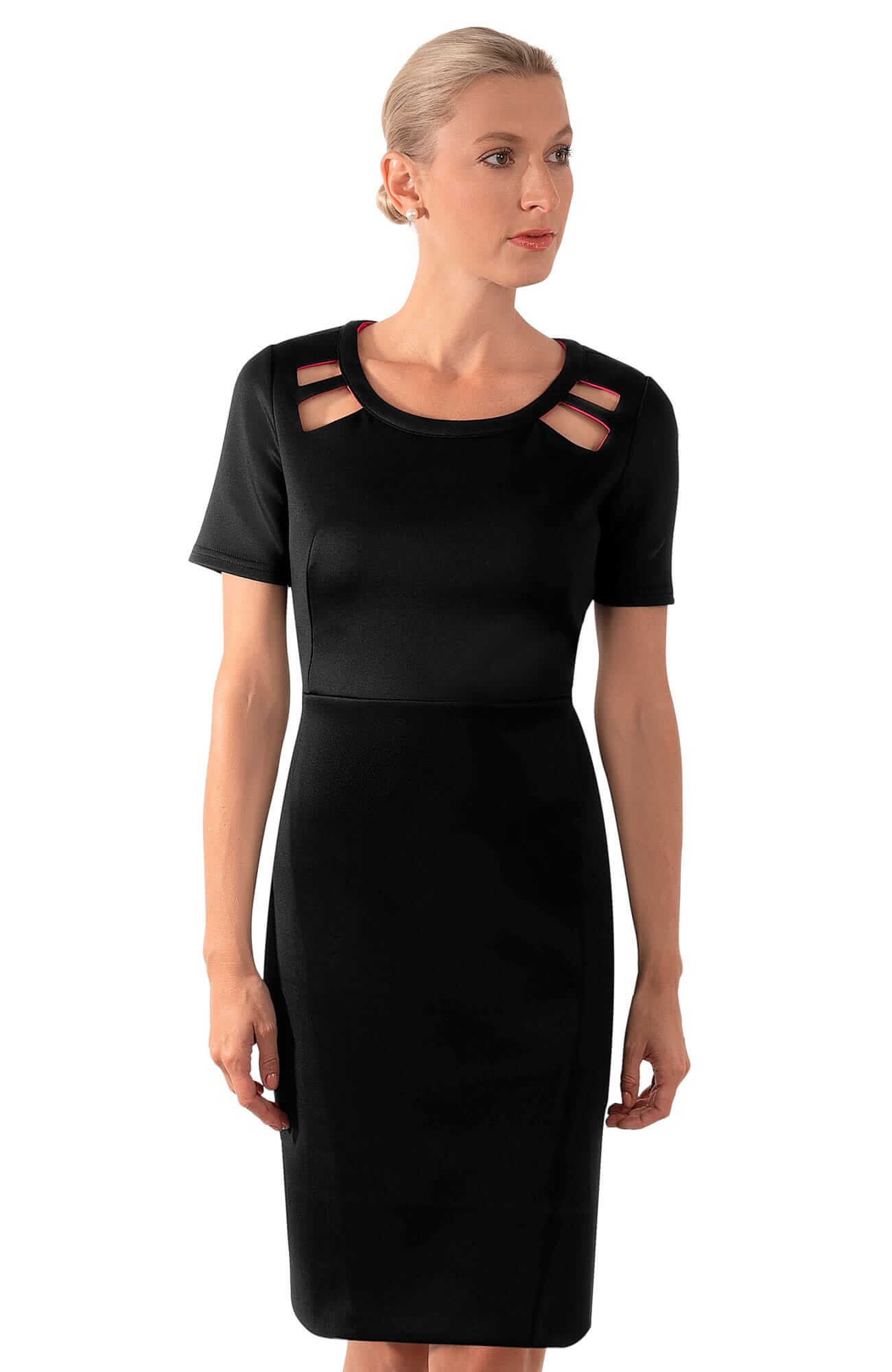 Jersey Peek A Boo Dress - Final Sale Black Pink